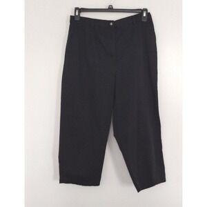 LL Bean Black Capri Pants Women's Size 14 Regular 100% Cotton Pre-owned
